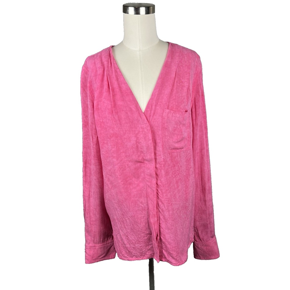 KUT FROM THE KLOTH Blouse Womens Size S Roll Tab Sleeves Pocket Buttons NWT FLAW